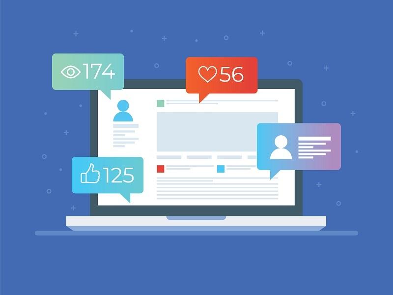 Animated representation of social media.