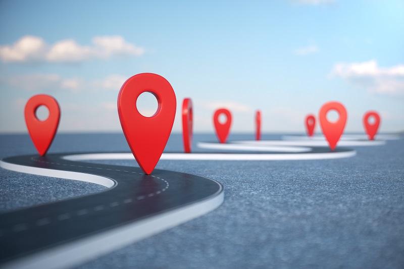 A picture of GPS coordinates mapping out a road.