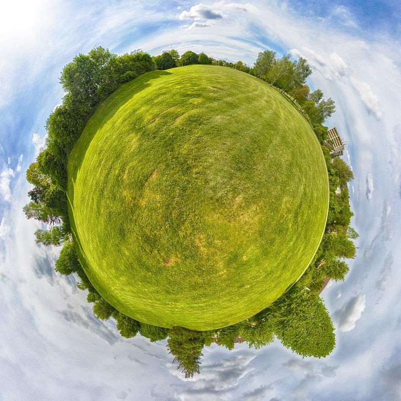 A panoramic view of land.