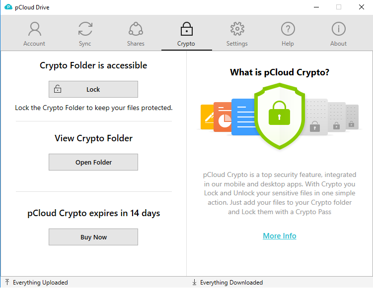 A screenshot of the pCloud interface.
