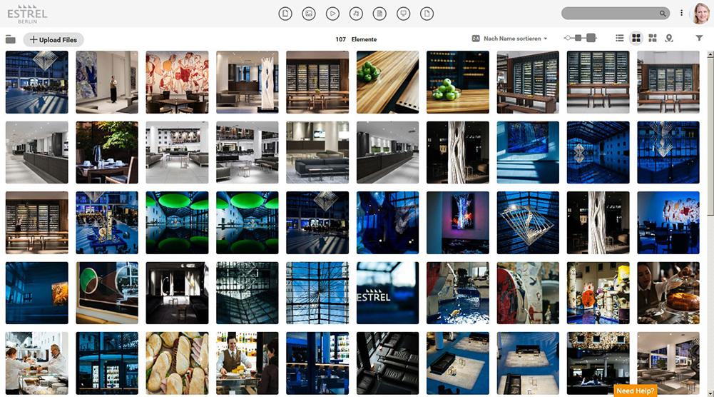 The ESTREL Hotel Berlin uses Canto to organize important media files (Screenshot).
