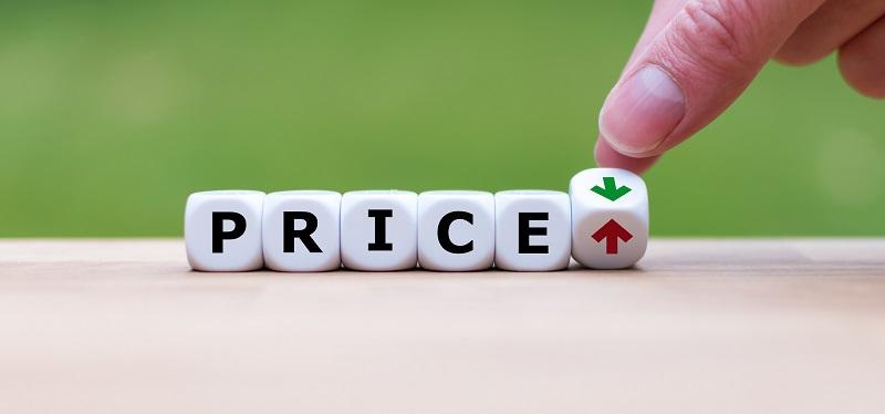 A hand holding dice that read 'Price'.