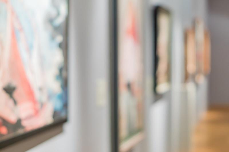 A blurred picture of a museum.