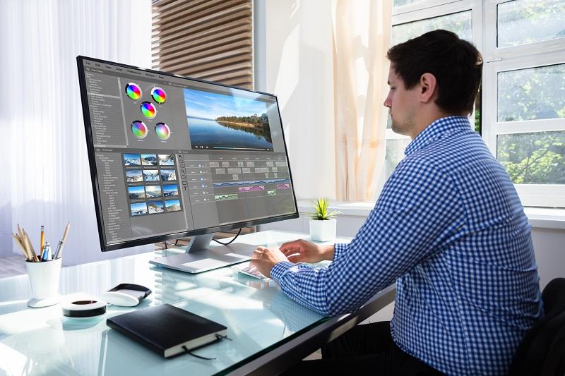 A man working on a computer.