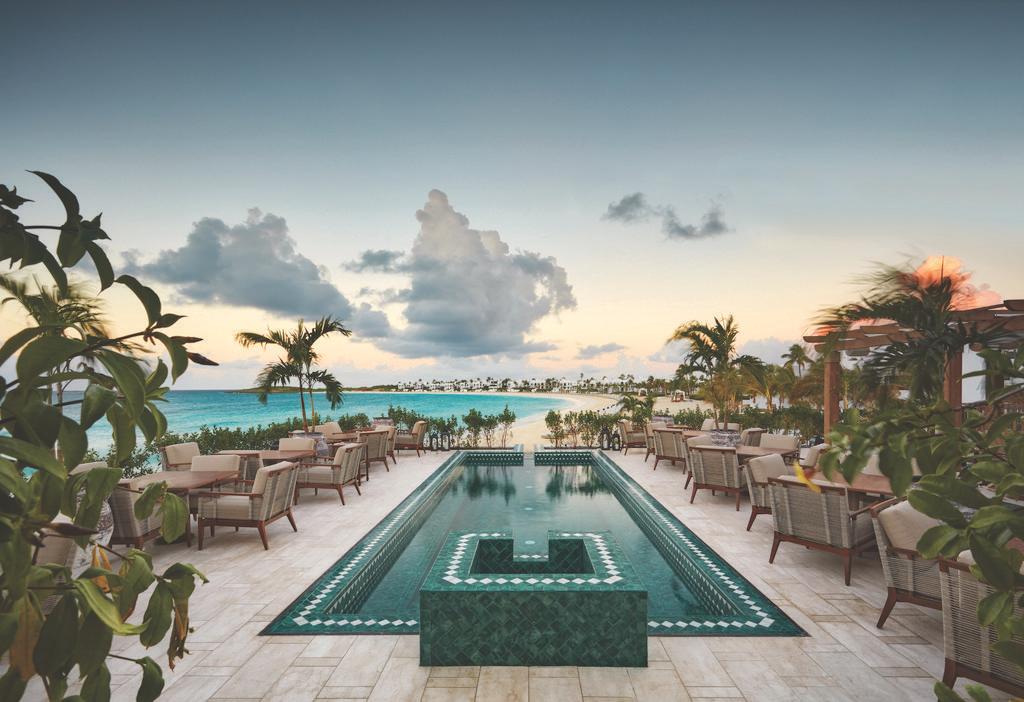 A pool on a terrace of the resort.