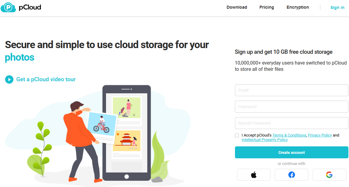 The pCloud website.