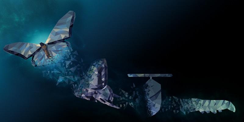 A digital metamorphis of a butterfly.