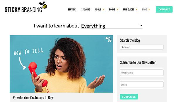 The Sticky Branding website.