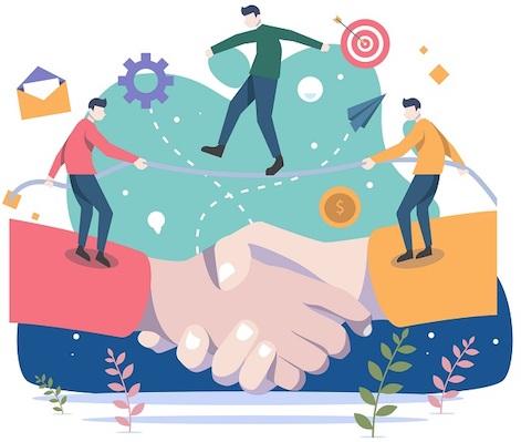 a handshake between partners 