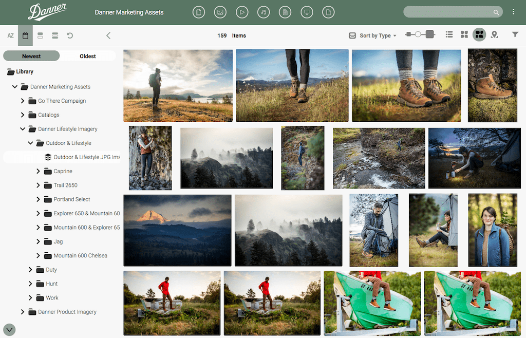 Screenshot of the Canto media library of Danner.