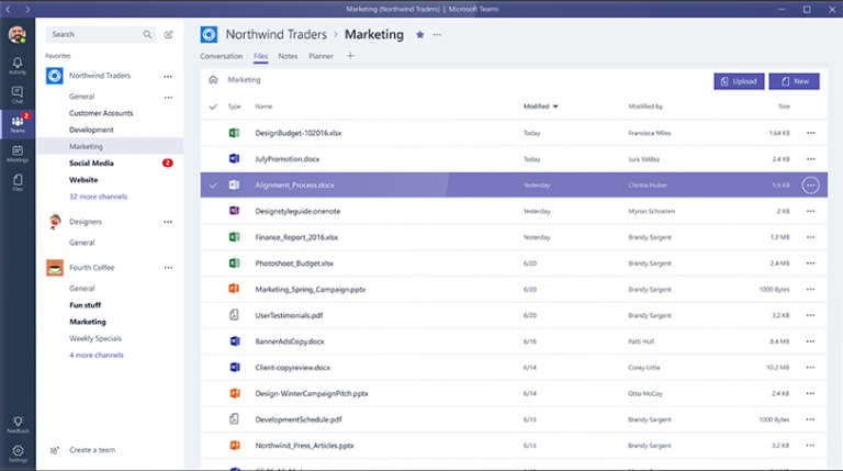 Ein Screenshot der Benutzeroberfläche von Microsoft Teams.