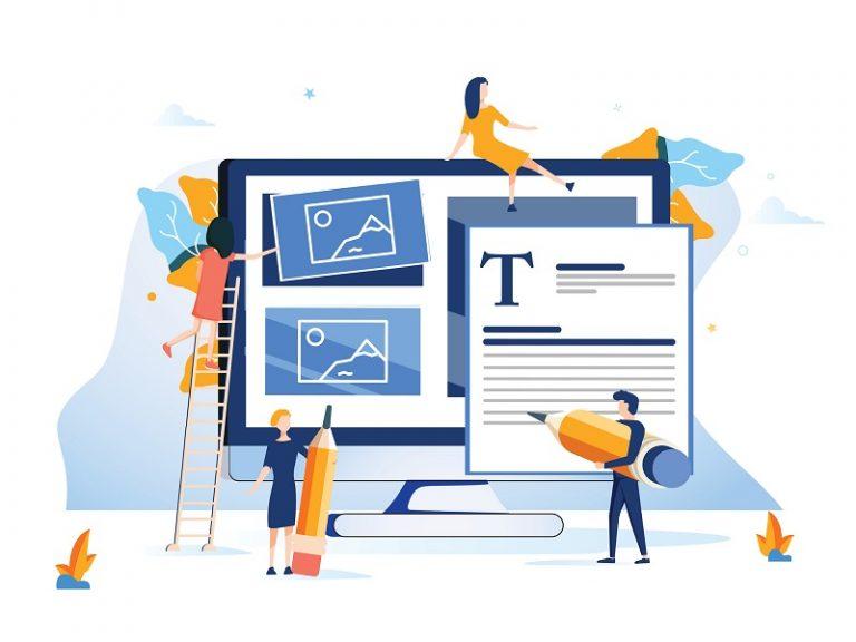 Eine Gruppe von Mitarbeitern verwendet eine Software für Grafikdesign und nutzt dabei die InDesign Tipps und Tricks.