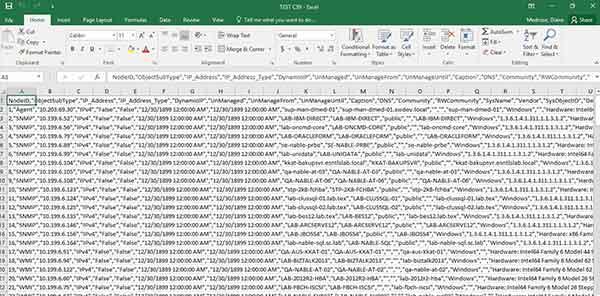 A group of data in a spreadsheet.