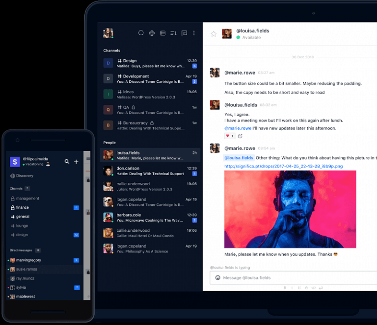 Ein Screenshot der Benutzeroberfläche von Rocket.Chat, eine der Slack-Alternativen.