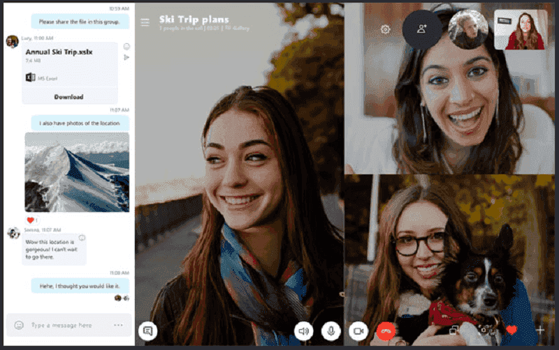 Ein Screenshot der Benutzeroberfläche von Skype, eine der Slack-Alternativen.
