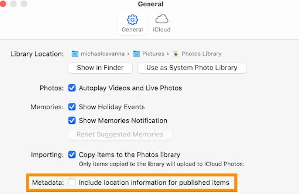 Die Einstellungen für die Speicherung von Metadaten auf Mac-Systemen.