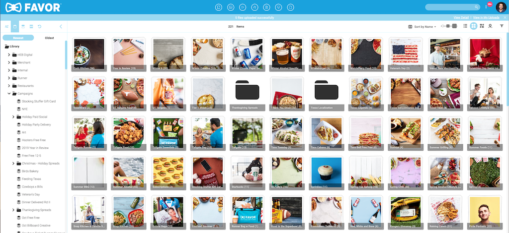Screenshot of the Canto media library of Favor.