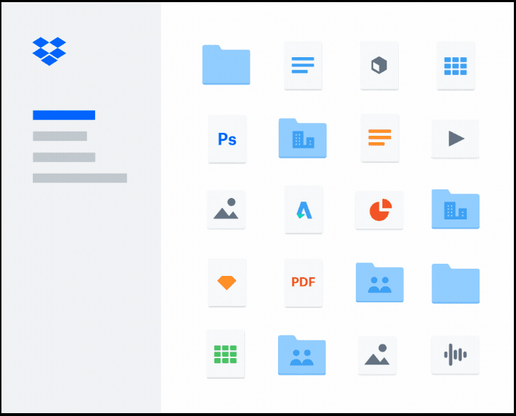 Ein Screenshot der Benutzeroberfläche von Dropbox.
