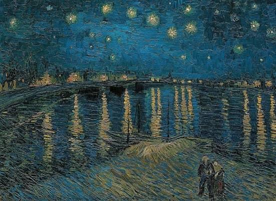 Ein digitalisiertes Van Gogh-Gemälde ‘Sternennacht über der Rhone’.