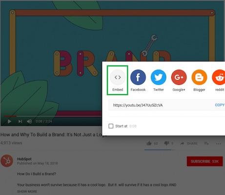 Screenshot des Dialogfensters auf Youtube, mit dessen Hilfe man Youtube-Videos einbetten kann.