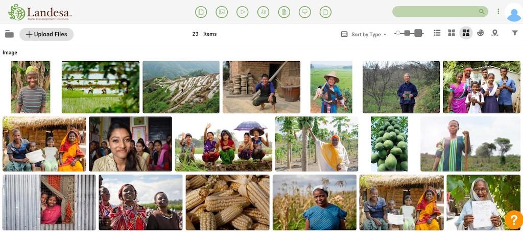 Screenshot of the Canto media library of Landesa.