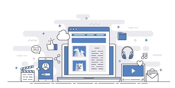 Animierte Darstellung verschiedener digitaler Geräte.