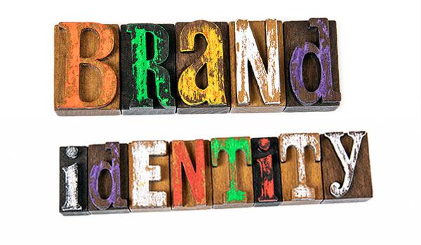 Multi-colored text that reads, 'brand identity'.