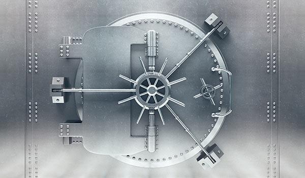 A large, steel security vault.