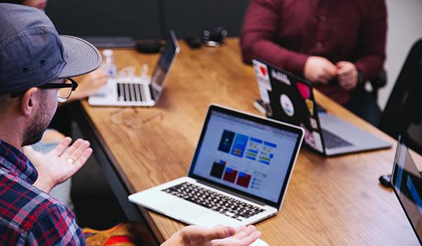 A team of marketers in a meeting.