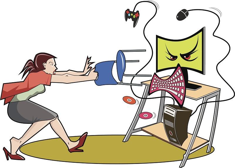 A woman fights with an evil computer.