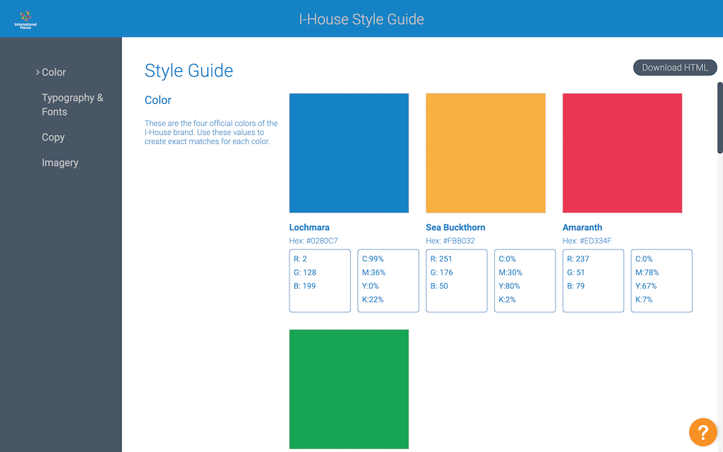 Image of the Style Guide of International House.