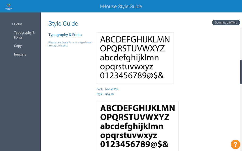 Another image of the Style Guide of International House.