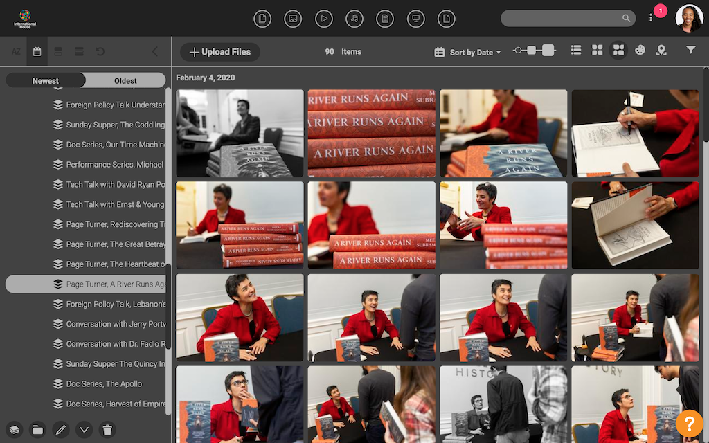Screenshot of the Canto media library of International House.