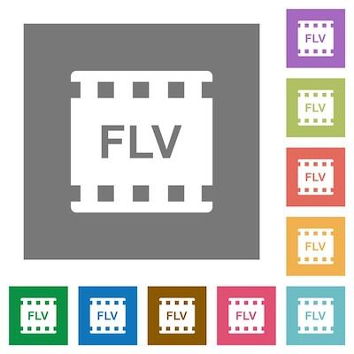 Das Dateisymbol für das FLV-Videoformat in mehrfacher Ausführung.