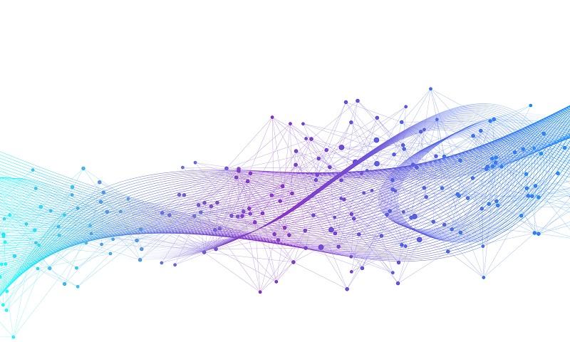 A graph of digital dots in a wave.