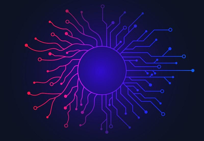 A digital sun detailed.
