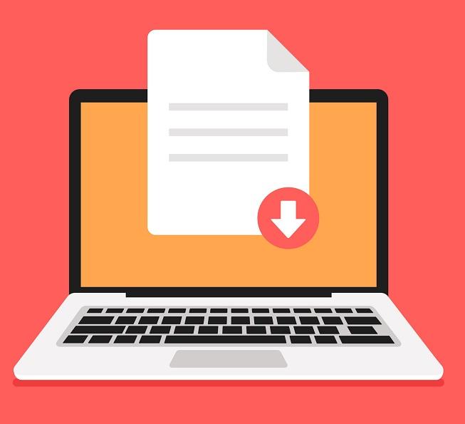 A laptop downloading a file.