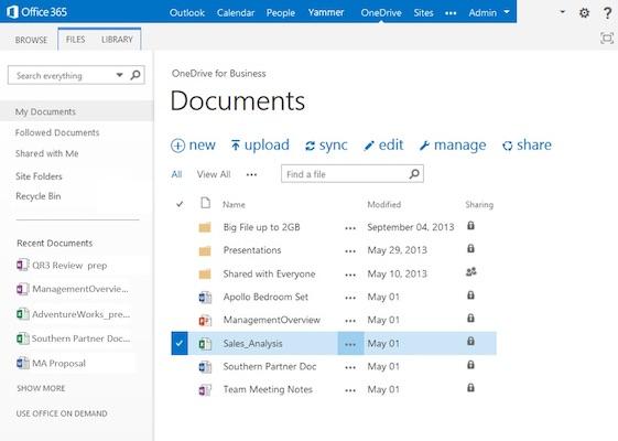 Ein Screenshot der Benutzeroberfläche von Microsoft OneDrive.