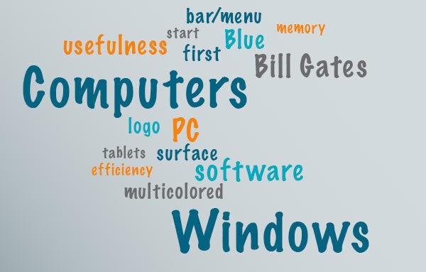A word cloud about Microsoft.