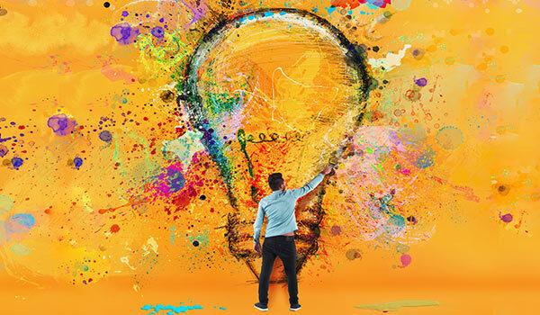 A painter showing colorful creativity.