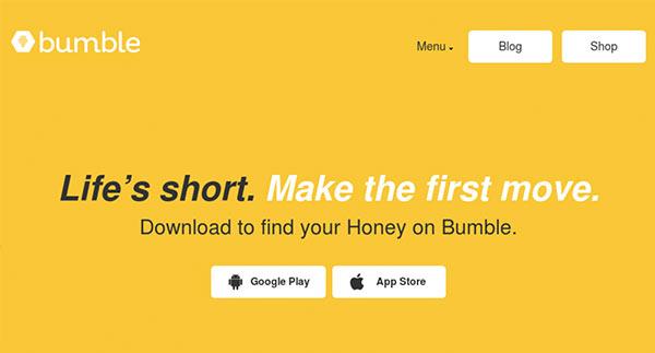Ein Screenshot der Benutzeroberfläche der Bumble-App.