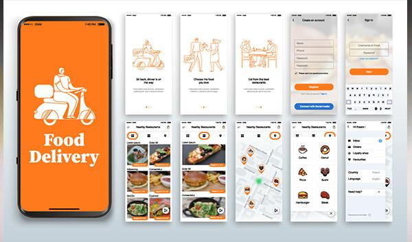 Eine Smartphone-App für einen Lebensmittellieferdienst.