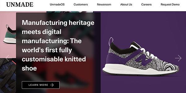 Die Webseite des Unternehmens Unmade.