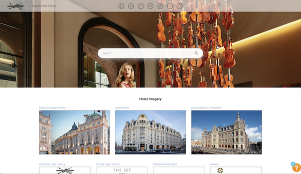 Screenshot of a Canto portal of The Set Hotels.