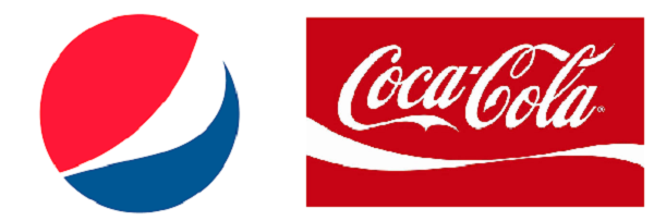 Die Logos von Pepsi und Coca-Cola.