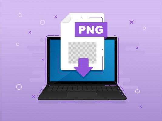 Die Abbildung des Dateisymbols für das PNG-Bildformat auf einem Laptop.