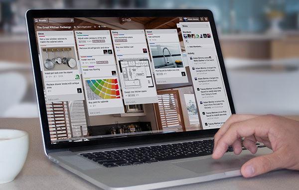 image of trello on a laptop screen as an example of software that supports workflow 