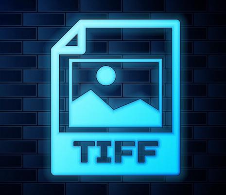Ein neonfarbenes Dateisymbol für das TIFF-Bildformat.