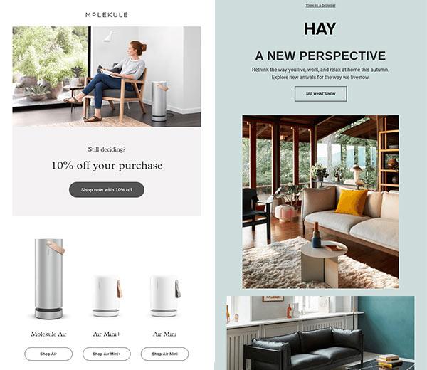 Email designs with and without people