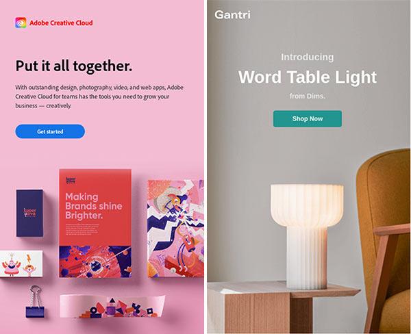 Email designs with bright CTA colors